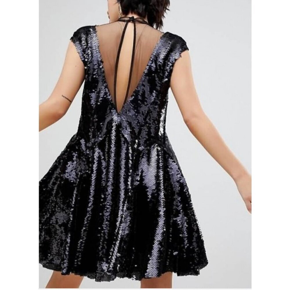 NWT Free People Dance Till Dawn Black Sequin Large Dress L - Picture 2 of 5